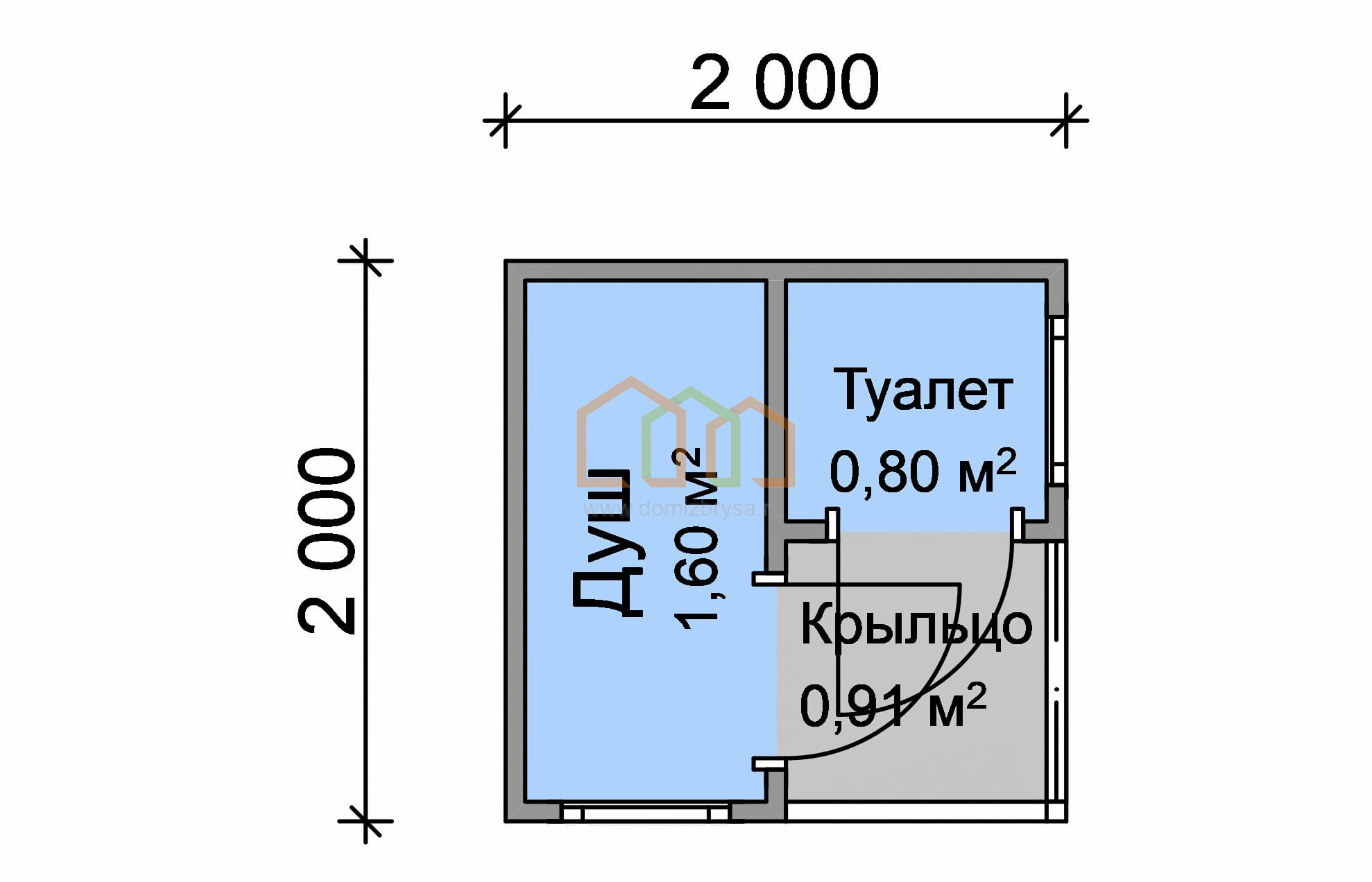 Хозблок для дачи Аврора - 1 2x2 Площадь: 4 м² с крыльцом в готовом виде с  душем и туалетом под ключ в Петушках