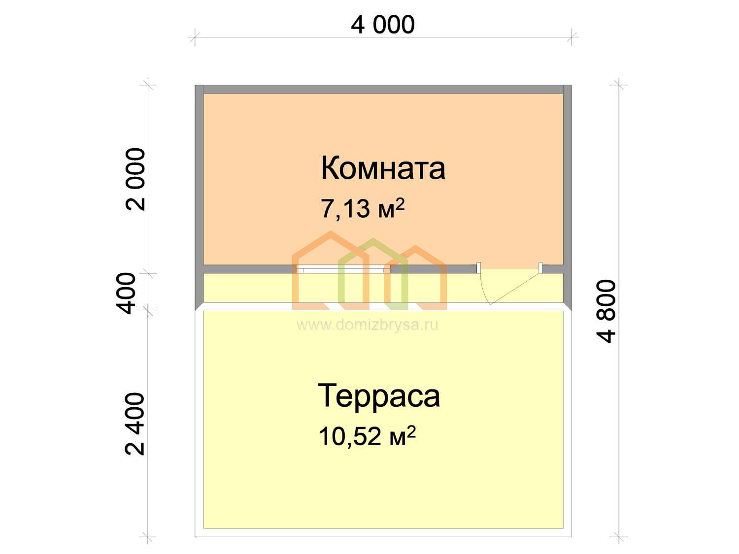 Бытовка для дачи в стиле хай-тек 4,8х4 с верандой 4,8х4 Площадь: 19.2 м² с  верандой под ключ в Петушках и области