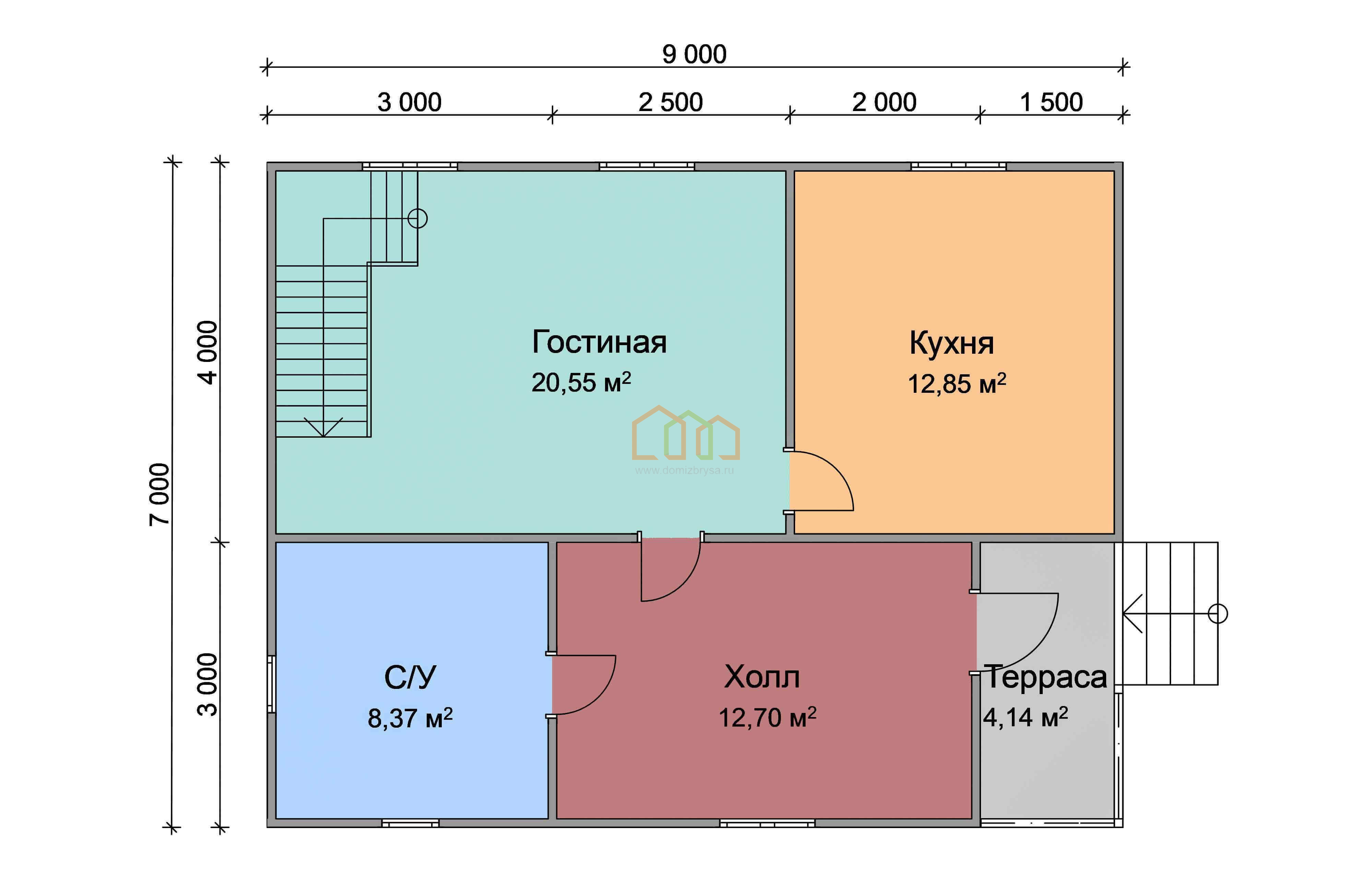 Дом из бруса 7х9 с балконом купить в Петушках за 2088500, площадь: 126 м2,  Брус 90х140 мм.